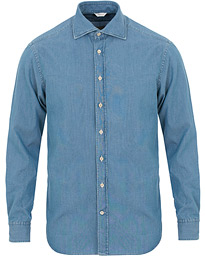  Fitted Body Garment Washed Shirt Light Denim