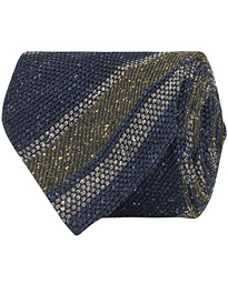  Wool/Silk Woven Stripe 8 cm Tie Navy