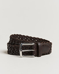  Braided Leather Belt Dark Brown