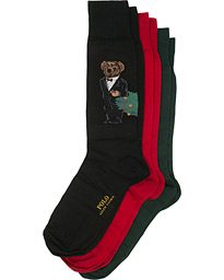  3-Pack Bear Sock Green/Black/Red