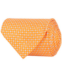  3-Fold Printed Multi Dot Silk Tie 8 Cm Orange