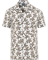  Short Sleeve Linen Palmtree Camp Collar Shirt White