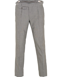  Slim Fit Pleated Super 130's Wool Trousers Light Grey