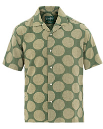  Cotton/Linen Polka Dot Camp Collar Shirt Olive