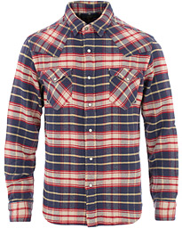  Buffalo Western Flannel Shirt Navy/Red Plaid