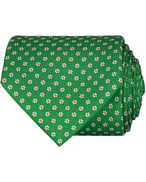  3-Fold Printed Dots 8 cm Silk Tie Grass Green