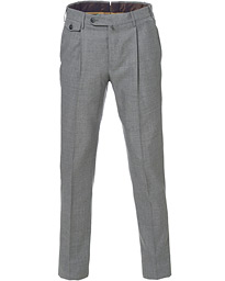  Gentleman Fit Pleated Wool Trousers Light Grey