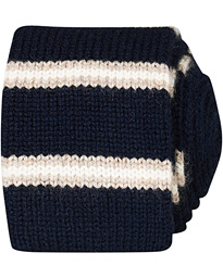  Cashmere Knitted Tie Blue/Beige