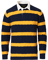  Knitted Cable Rugger Navy/Yellow