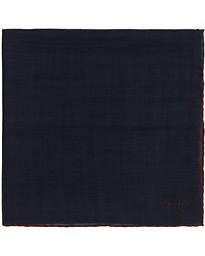  Plain Wool/Silk Pocket Square Navy