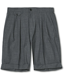  Pleated Wool Shorts Grey