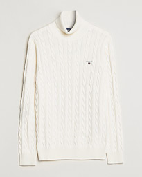 GANT Cotton Cable Turtleneck Cream at 