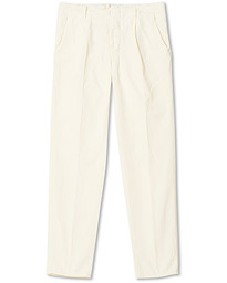  Tapered Fit Cotton Trousers Off White