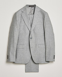  Ego Pinstripe Wool Flannel Suit Grey Melange