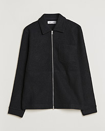 Samsøe & Samsøe Hannes Boiled Wool Full Zip Overshirt Black