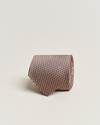  Geometrical Jacquard Silk Tie Brown