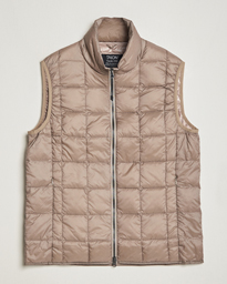 TAION High Neck Full Zip Lightweight Down Vest Khaki at CareOfCarl.com