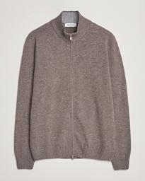 Gran Sasso Wool/Cashmere Full Zip Light Brown Melange