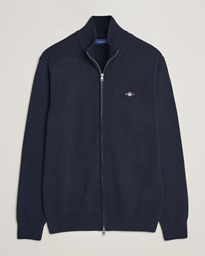 GANT Cotton Full Zip Cardigan Evening Blue