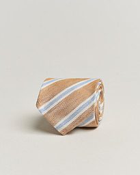  Regimental Stripe Linen Tie Beige/Blue