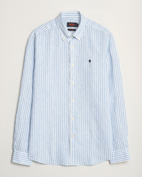  Douglas Linen Stripe Shirt Light Blue