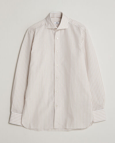 100Hands Cotton/Linen Bengal Stripe Shirt Light Brown