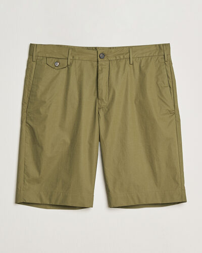 Incotex Cotton Poplin Shorts Olive