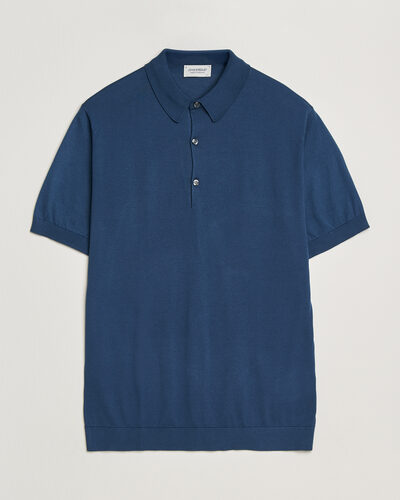 John Smedley Adrian Slim Fit Sea Island Cotton Polo Delft Blue at