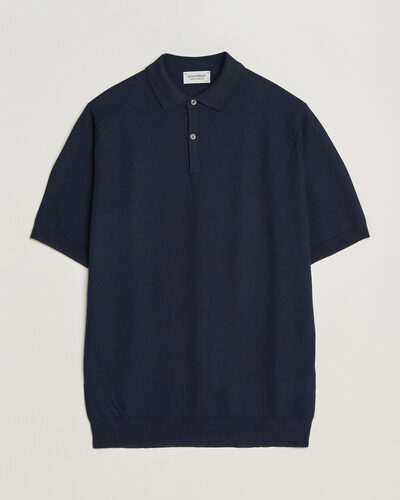 John Smedley 14 Singular Knitted Textured Polo Richardson Green at