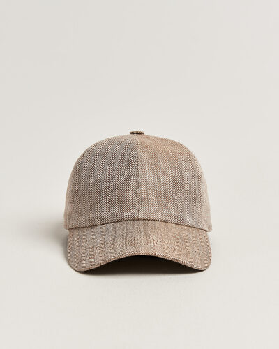 Wigéns Baseball Linen Herringbone Cap Brown at CareOfCarl.com