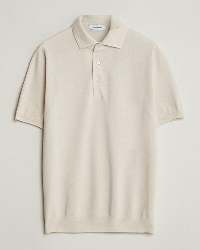 Gran Sasso Cotton Textured Knitted Polo Light Blue at CareOfCarl.com