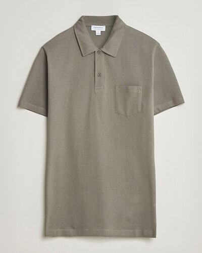 Sunspel Riviera Polo Shirt Fossil Grey
