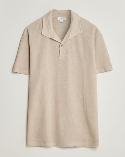 Sunspel Linen Pique Polo Hazelwood