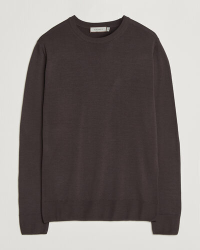 Canali Merino Wool Crew Neck Dark Brown