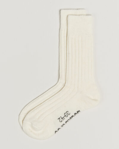 Alpacasocks & Co 2-Pack Ribbed Alpacka Wool Socks Off White