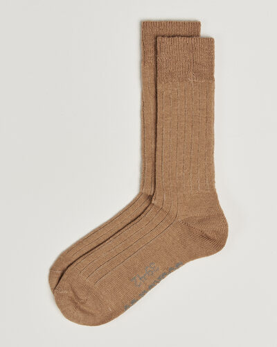 Alpacasocks & Co 2-Pack Ribbed Alpacka Wool Socks Light Brown