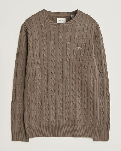 Gant Cotton Cable Crew Neck Faded Taupe