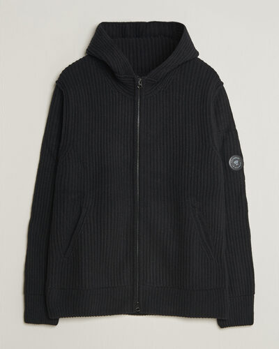 C.P. Company Heavy Lambswool Hood Zip Black