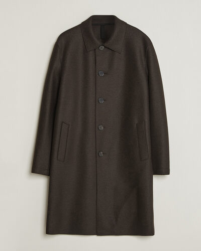 Harris Wharf London Pressed Wool Mac Coat Dark Brown