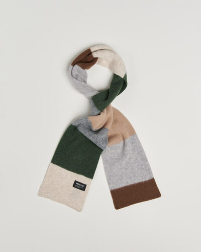 Robert Mackie Rona Ribbed Shaggy Lambswool Scarf Grey/Green/Beige Mix