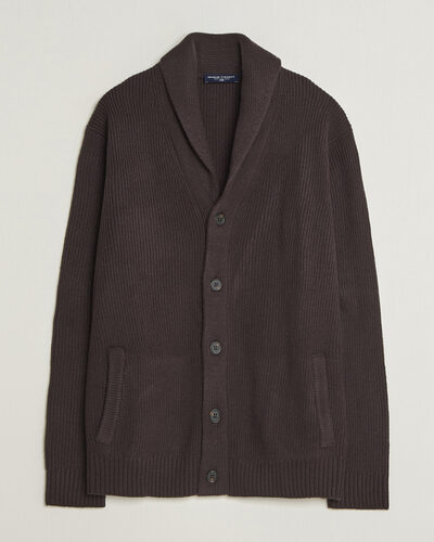 Charles Tyrwhitt Chunky Merino Shawl Neck Cardigan Chocolate