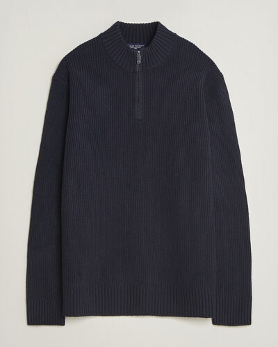 Charles Tyrwhitt Chunky Merino Zip Neck Navy