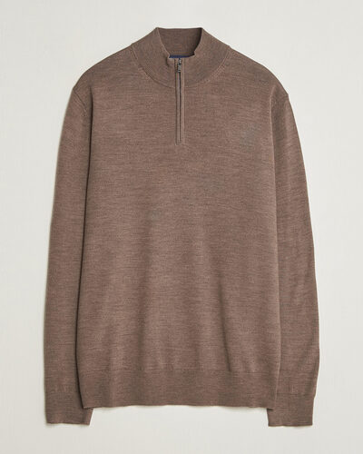 Charles Tyrwhitt Pure Merino Zip Neck Jumper Mocha