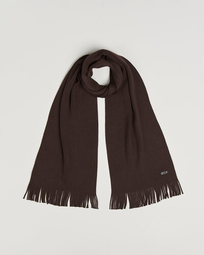 BOSS BLACK Albas Wool Scarf Dark Brown