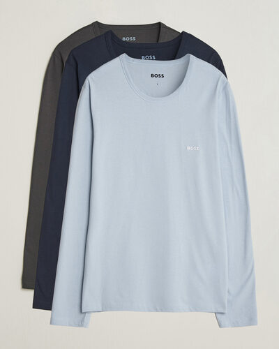 BOSS BLACK 3-Pack Long Sleeve T-Shirt Blue/Navy/Grey