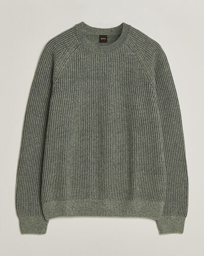 BOSS ORANGE Kepler Wool Knitted Sweater Open Green