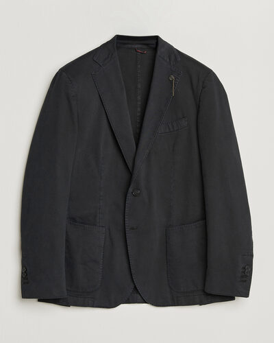 Santaniello Washed Cotton Patch Pocket Blazer Black