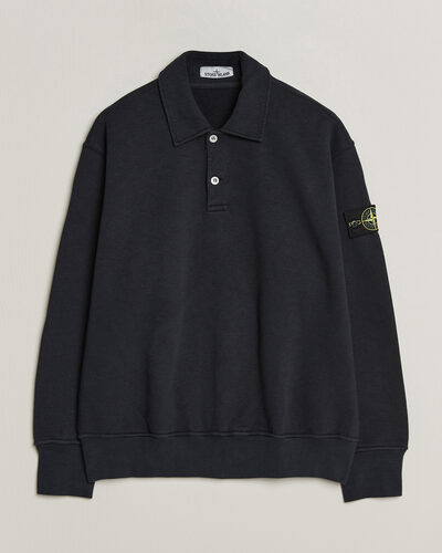 Stone Island Tubular Cotton Fleece Polo Navy Blue