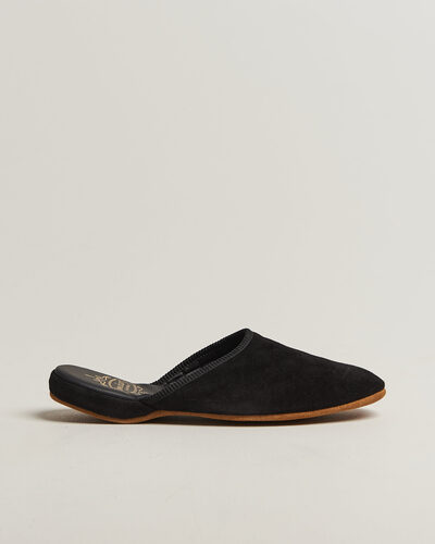 Bowhill & Elliott Mule Slipper Quilt Lining Black Suede