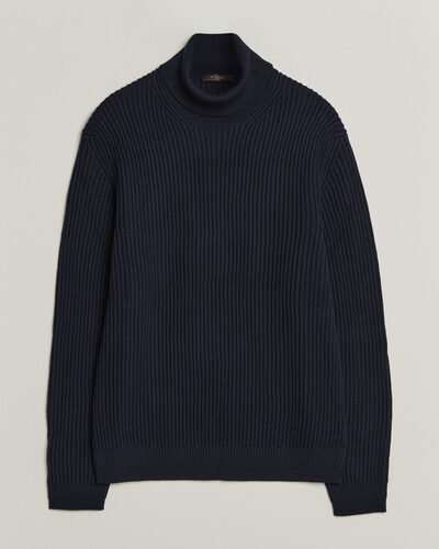 Zanone Fishermans Rib Rollneck Navy